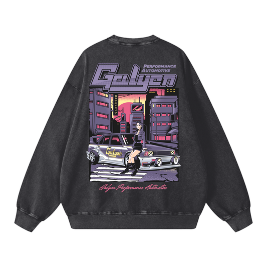 Cyberpunk AE71 Snow Washed Oversized Crewneck